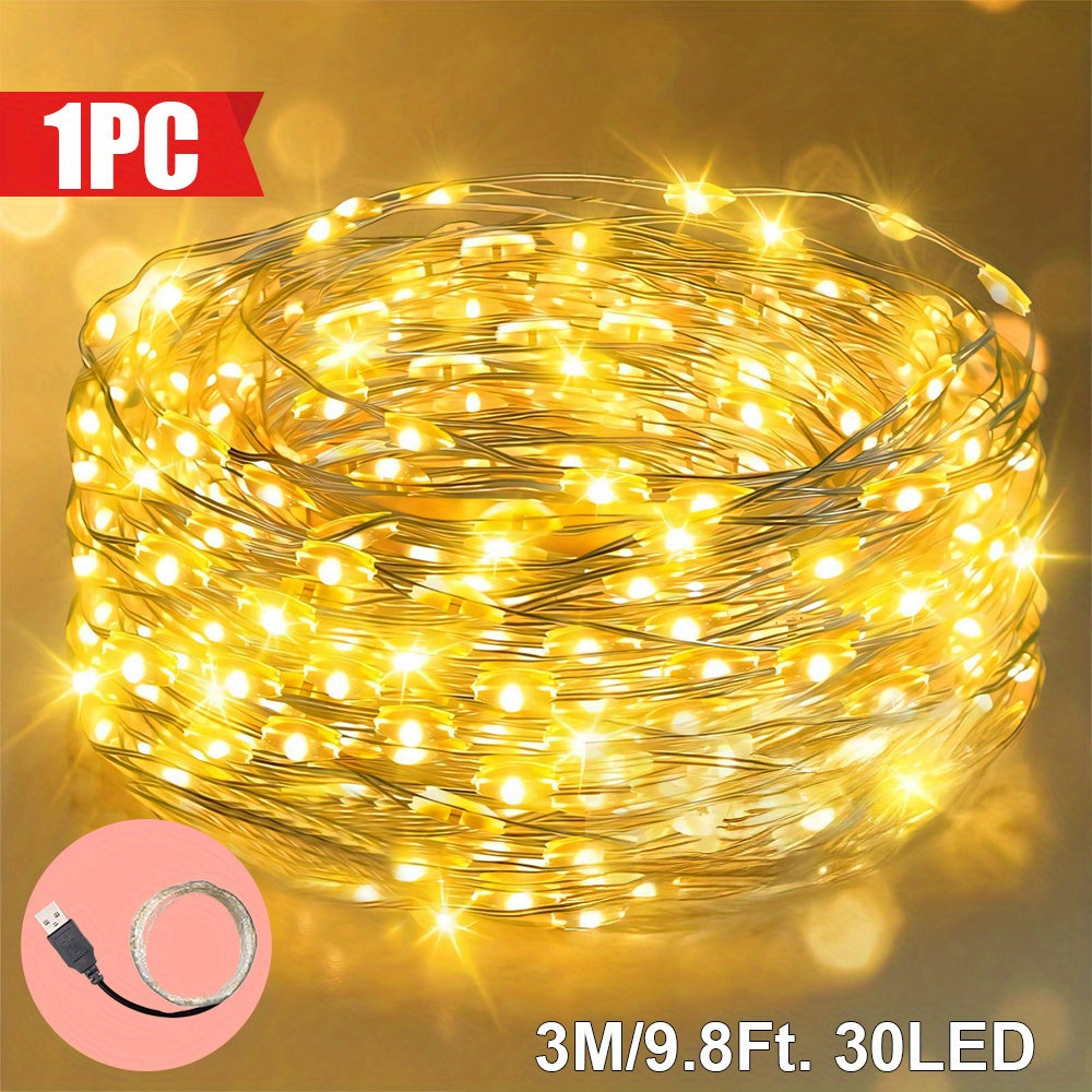 Majisu 1 件 USB LED 灯串，100/50/30/10 LED 灯珠 - 适用于婚礼、派对、生日和圣诞节装饰，营造室内氛围的梦幻彩灯