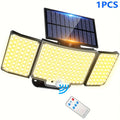 1/2 Pack Outdoor Solar Light, Motion Sensor Light, Porch and Garden Light with 212 LEDs, Exterior Wall Light with Remote Control, IP65 Waterproof Rating, 3-Head Security Floodlight, 270° Wide Angle, 3 Modes, Perfect for Courtyard, Pathway