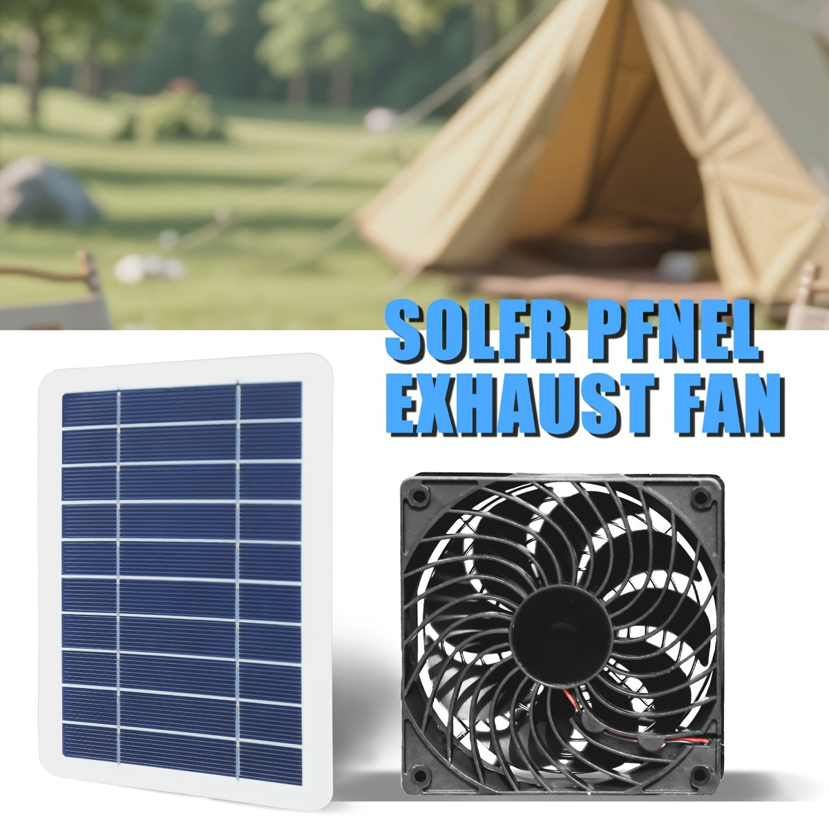 1 Piece Solar Panel + Fan, Solar Powered Electric Fan Without Battery, Detachable Solar Panel, Ideal for RV, Camping, Chicken Coop, Greenhouse, Shed, Pet House and Window Installation