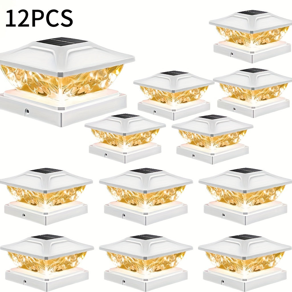 APZZLOXH Outdoor Solar Light - 8-Pack Installation - 12-Pack Installation 2 Types of Solar Fence Lights, Suitable for 4x44.5 X4.55x5 Wood and Vinyl Posts, Solar Deck Light Suitable for Front Porch Patio Decoration, Warm White and Cool White Light