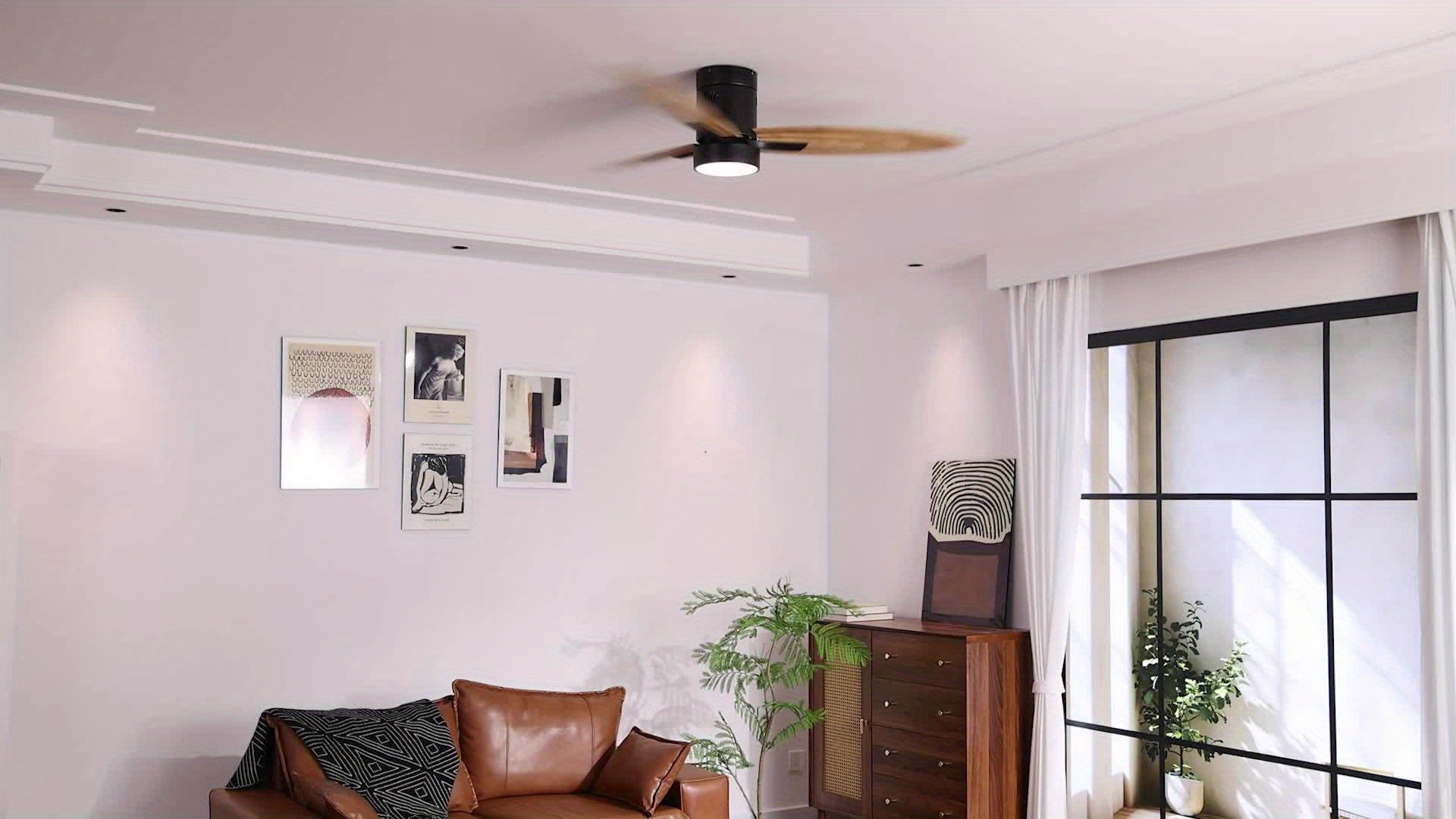 Sofucor New 56" Black Ceiling Fan with Light & 3 Solid Wood Blades, Remote Control for Living Room, Patio & Dining Room