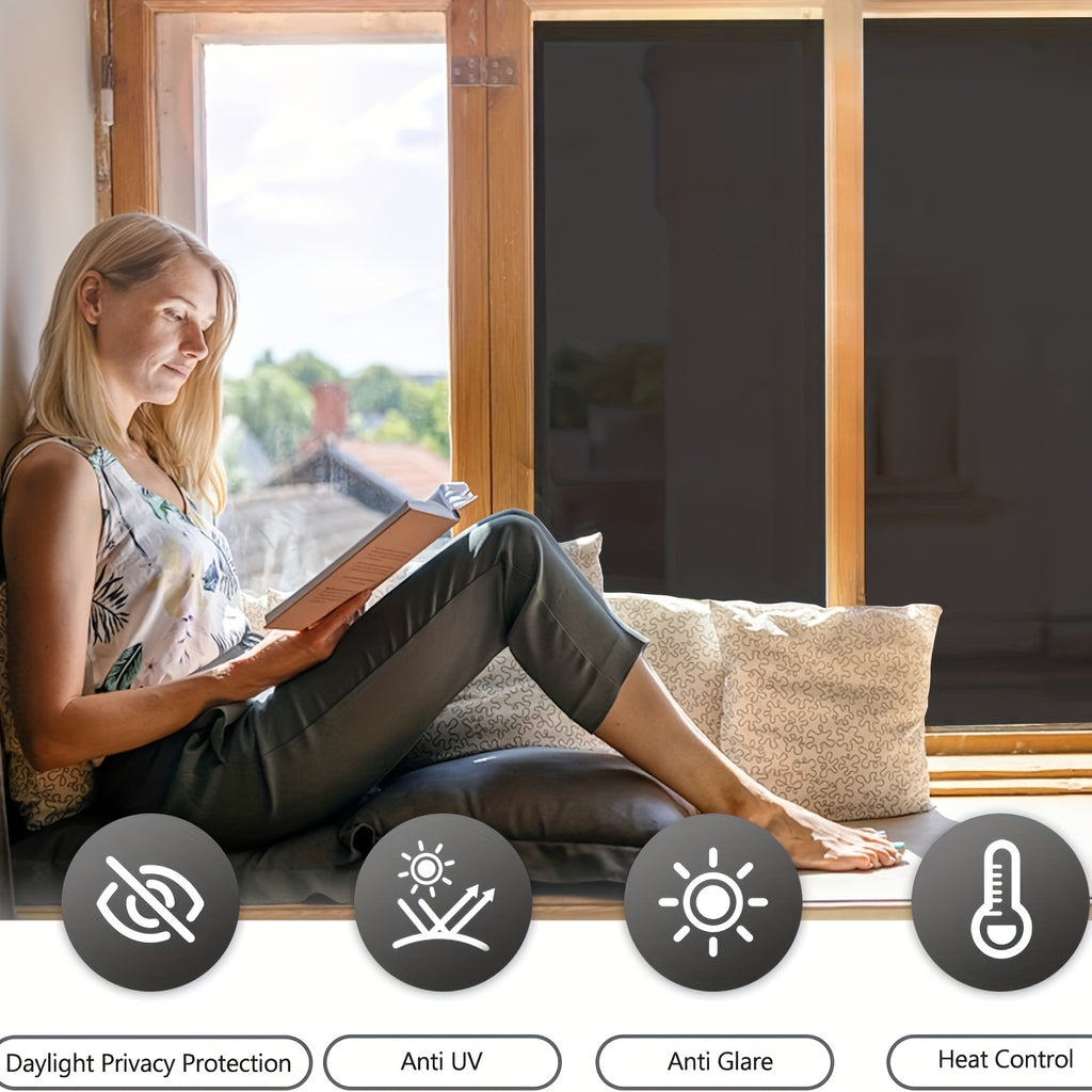 [Privacy Window Tint] 1pc Privacy Window Tint | Heat Control Anti UV Window Film, Safety Film for Home, Building, Commercial, Office Decor