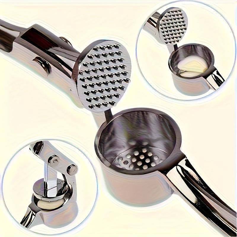 One Premium Stainless Steel Garlic Press - Easy Garlic Mincer & Ginger Crusher, Easy-to-Clean Kitchen Tool, Durable Garlic Chopper for Everyday Cooking