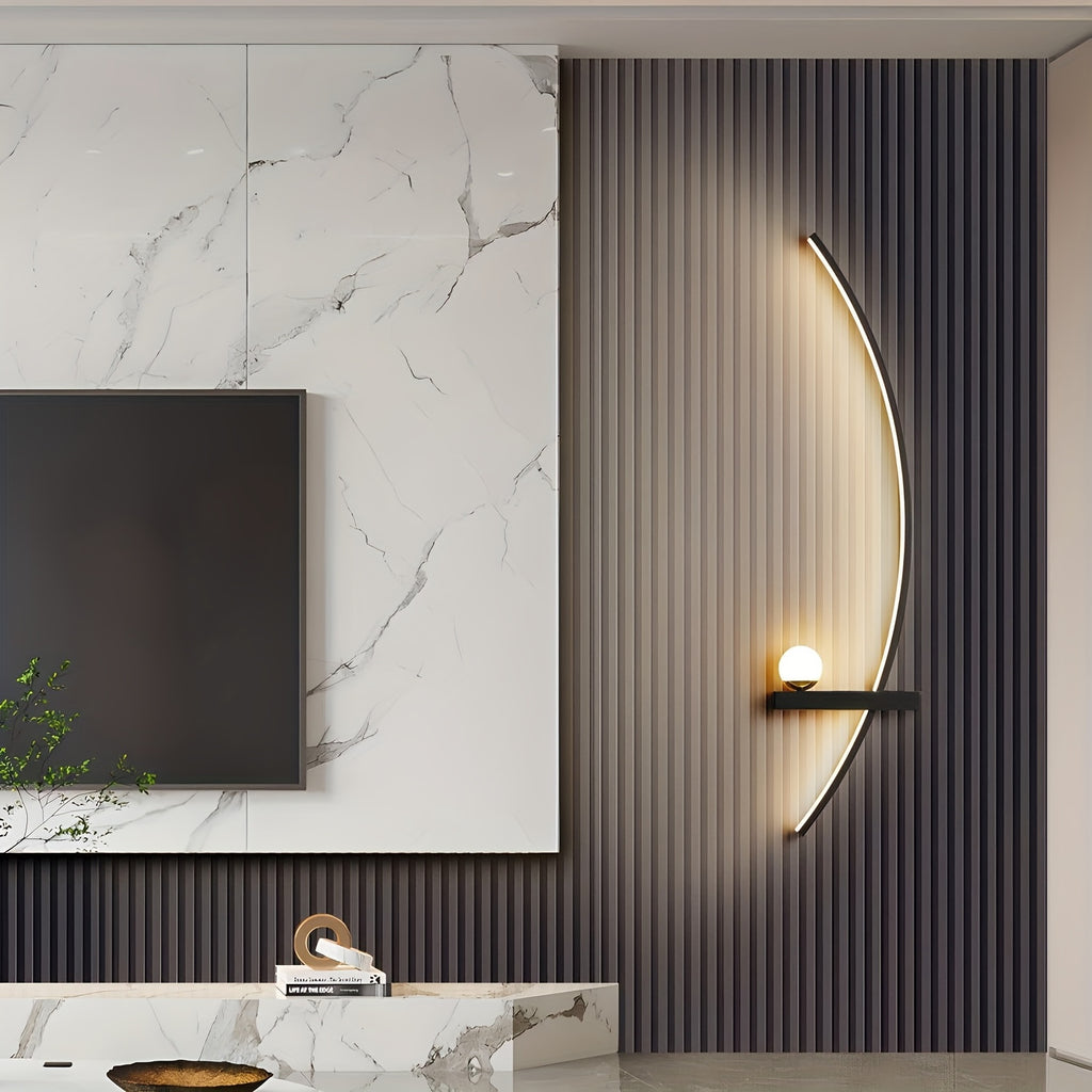 LED Metal Wall Light Bedside Indoor Decorative Curved Wall Sconce - 3 Color Temperatures, Modern Minimalist Linear Wall Light, Suitable for Bedroom, Hallway, Bedside, Living Room.