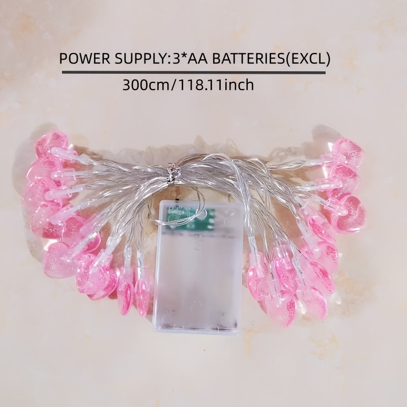 1件 LED红色爱心电池盒灯串10灯/20灯 造型氛围节日装饰情人节氛围装饰灯，情人节装饰、新年装饰。派对装饰。