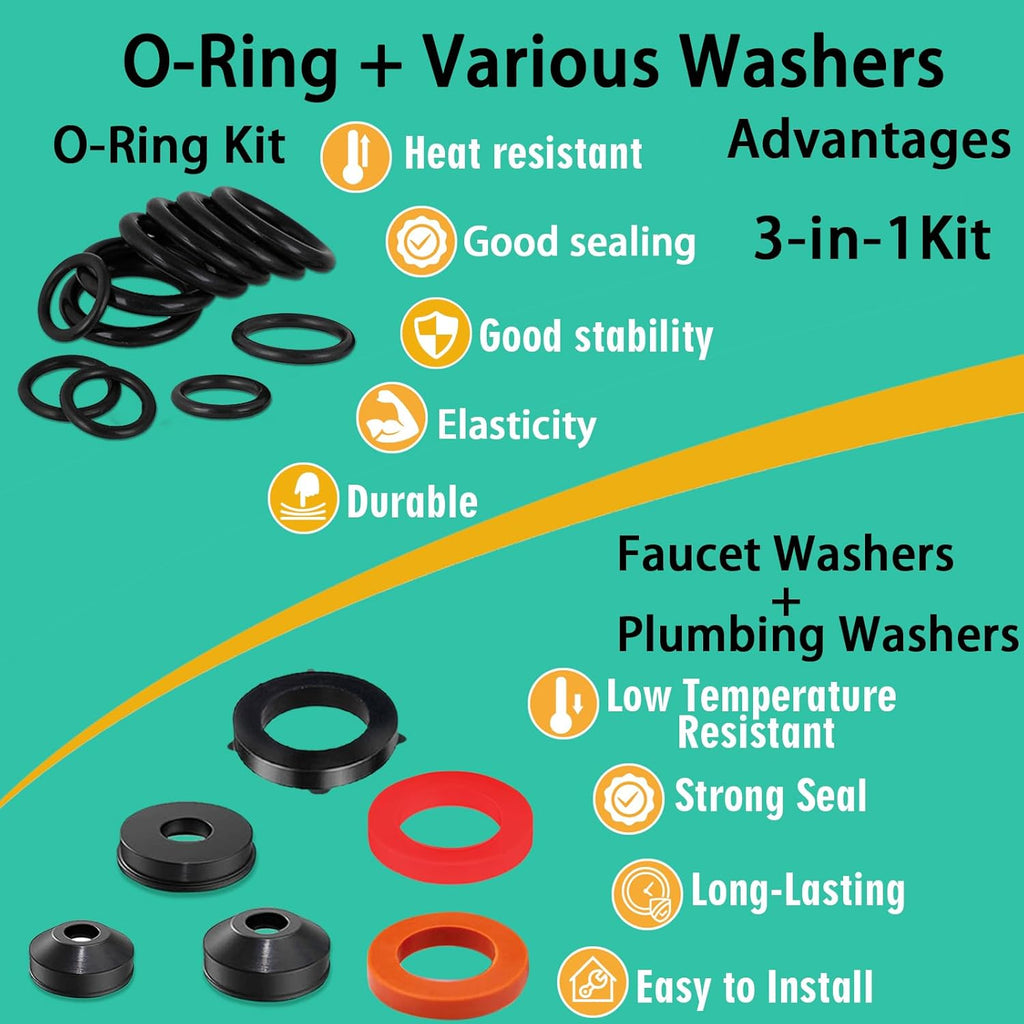 1020-Piece O-Ring Kit, 20 Sizes Nitrile Rubber Assortment Set – for Auto Repair, Faucet Plumbing, Air or Gas Sealing Connections – Oil & Heat Resistant, Automotive Repair Tool Kit | Assortment Set | Durable O-Rings, O-Ring Kit