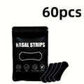 60pcs/30pcs 黑色胶布鼻贴 - 高级止咳鼻贴，额外持久，睡眠质量和呼吸更好，低过敏性鼻塞缓解，无药物，易于应用和移除，鼻贴缓解鼻塞 100pcs
