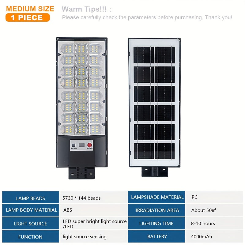 Powerful LED Solar Outdoor Courtyard Street Light, Wide Angle Outdoor Lighting, Super Bright Solar Motion Sensor Street Light, with PIR Motion Sensor and Auto On/Off Switch – Perfect for Street Lighting, Garden, Garage, Backyard, Doorway