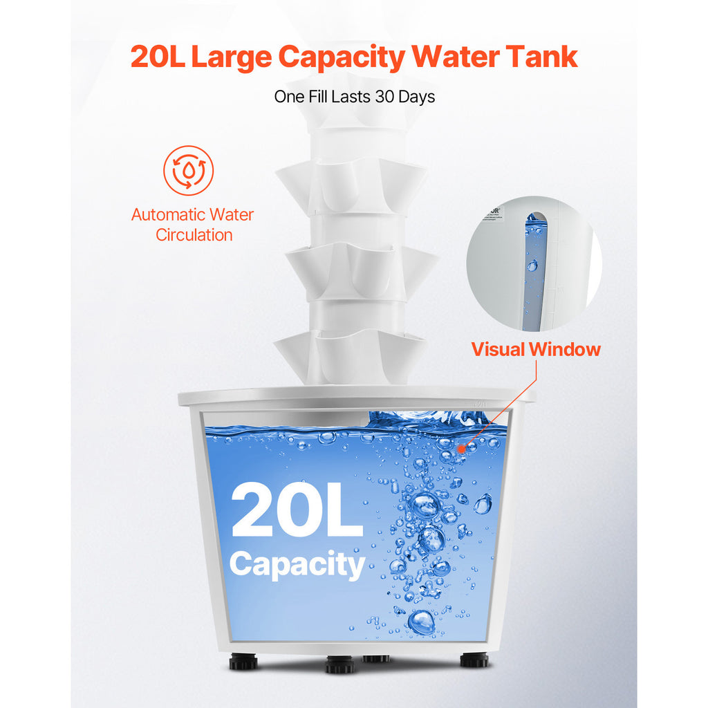 VEVOR Hydroponic Growing System with Grow Light, 30 Pods Hydroponic Tower Garden