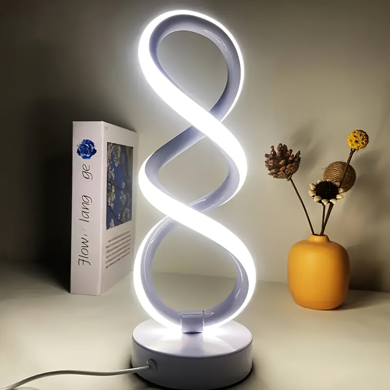 1/2-pack spiral LED table lamp, dimmable modern push-button control desk light, 10-level brightness adjustment, metal power supply, suitable for bedrooms, living rooms, offices and other indoor spaces, excellent home decoration