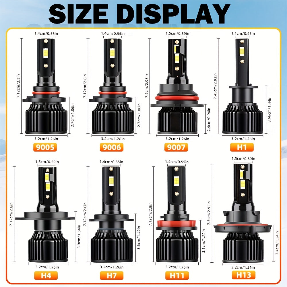 CROSSPASSION 55000 Lumens LED Headlights, Compatible with 9005 HB3 9006 HB4 H1 H4 H7 H11 H13 9007 High/Low Beam Bulbs, 3570 CSP Chip, 6000K White Light, Built-in Driver Plug-and-Play, 2-Pack