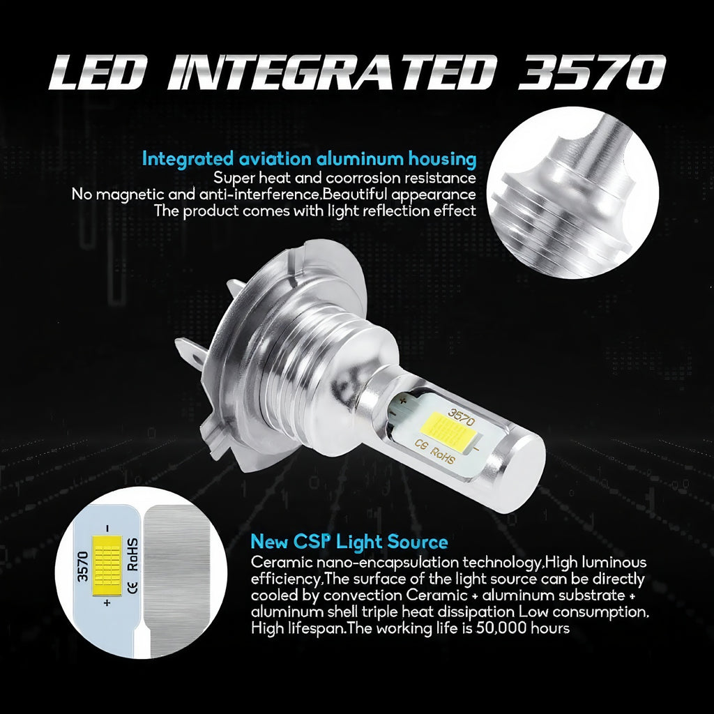 2个装 H7 LED 大灯灯泡套装，高/低光束 6000K 白光 3000K 黄光 8000K 蓝光 超亮蓝，不含电池