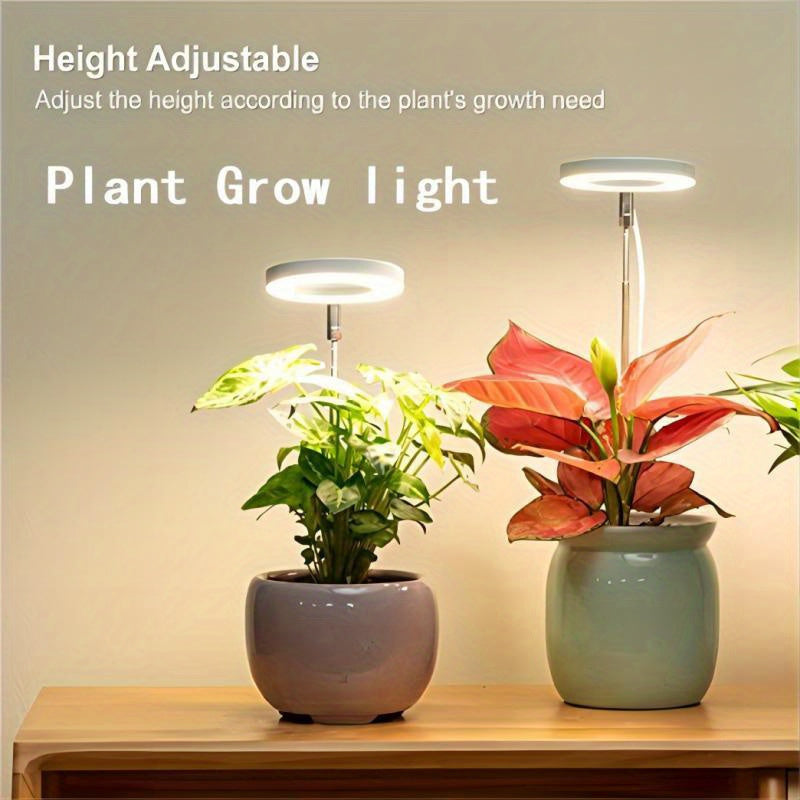 1个装 全光谱 LED 植物生长灯，适用于室内植物，高度可调节，带自动定时器和4种亮度级别可调光 - 低电压操作（低于36V）植物灯，适用于迷你盆景、香草、多肉植物、幼苗