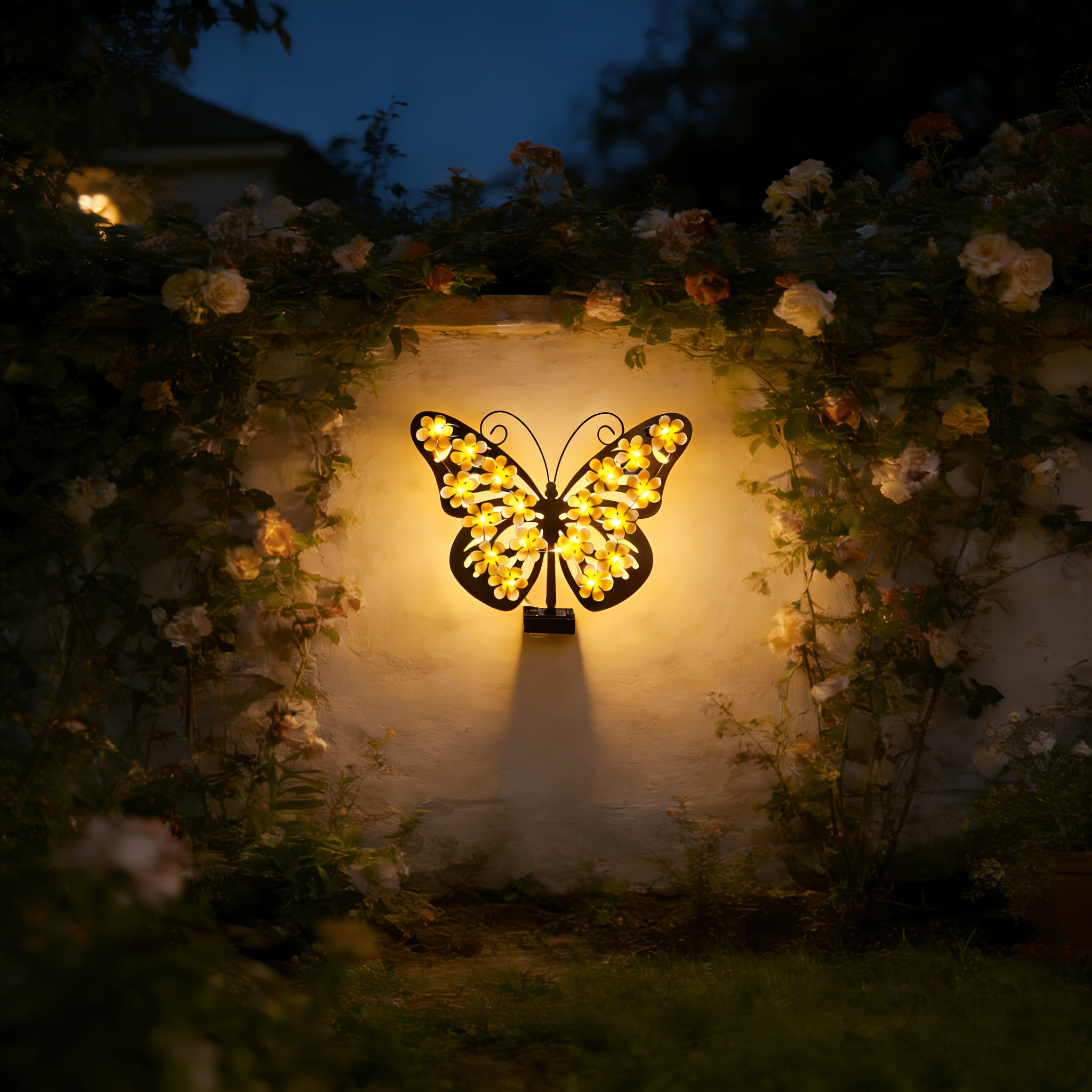 Solar Butterfly Wall Light - Vibrant Outdoor Decoration for Festivals and Gardens, Energy Saving, Illumination, Ni-MH Battery, Christmas Gift, Holiday Gift, Ambient Light for Garden and Outdoor Decor, Solar Wall Light, Perfect for Halloween & Christmas