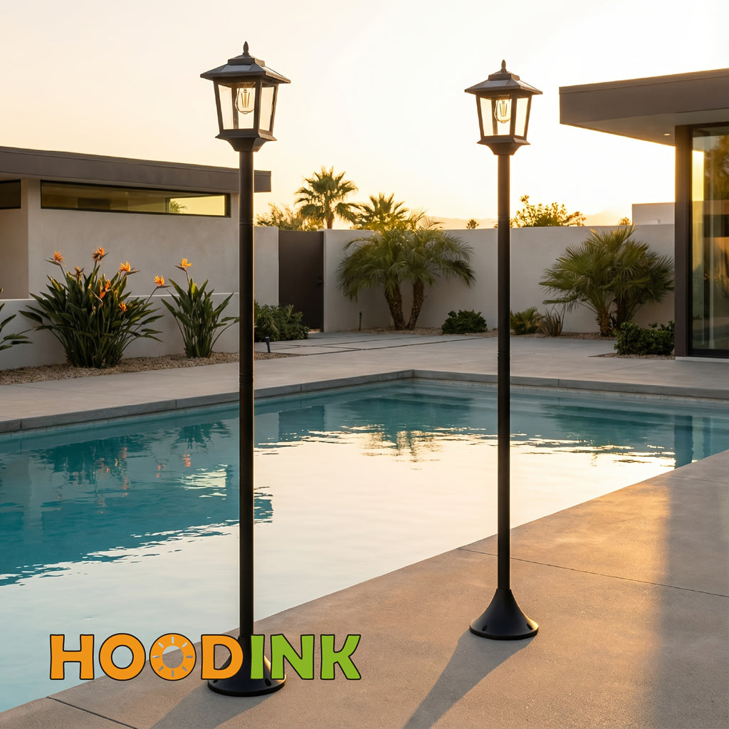 63" Solar Lamp Post 2 Pack, Glass Solar Post Lamp, Auto On/Off 3000K 20LM Warm White Light, Outdoor Waterproof Light, Outdoor Pole Light, Courtyard Floor Lamp, Warm White Light