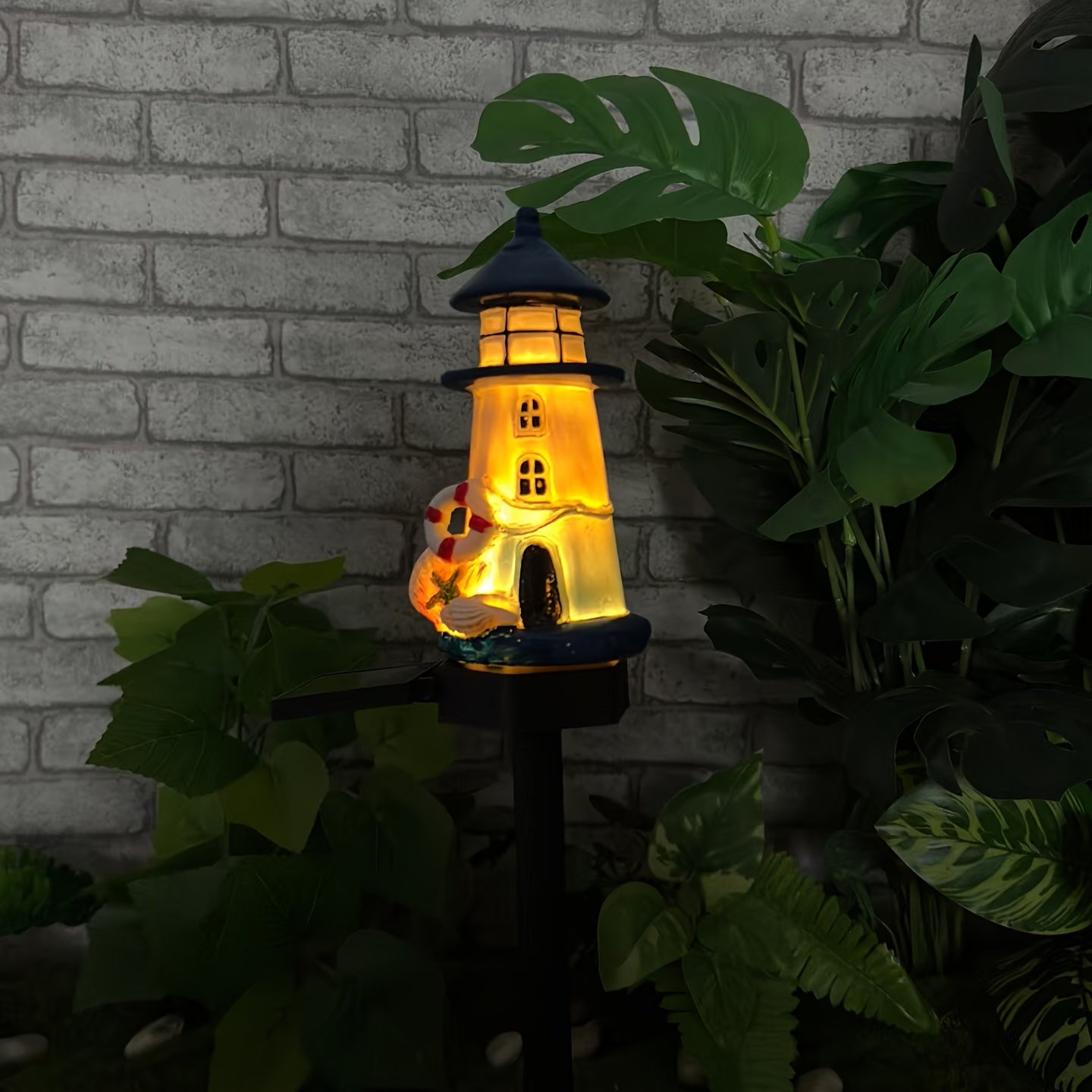 Solar Resin Lighthouse LED Outdoor Lighting Decorative Landscape Light Solar Garden Light Lawn Light Perfect for Courtyard Garden Lawn Festival Decoration