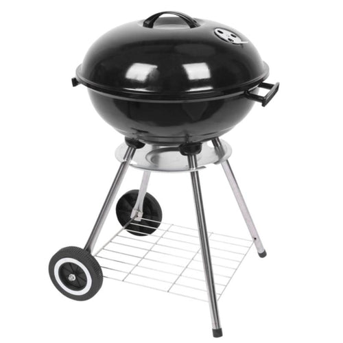 18-Inch Coke Stove with Enamel-Coated Body, White Sides and 5.91-Inch Diameter Wheels