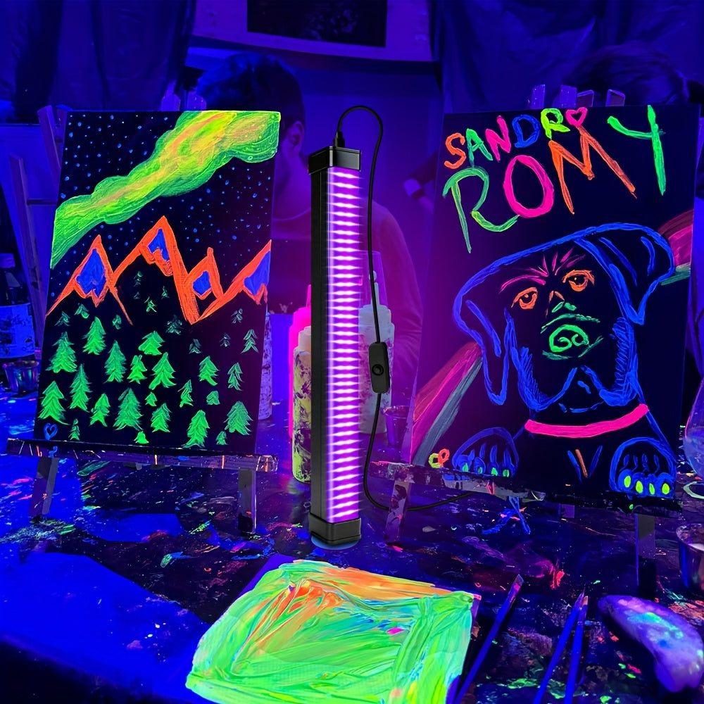 A blacklight tube, equipped with 80 LED beads, with a 39.4-inch power cord, with switch, 360-degree rotatable, very suitable for UV lighting for glow parties, body painting, and Halloween and Christmas celebrations