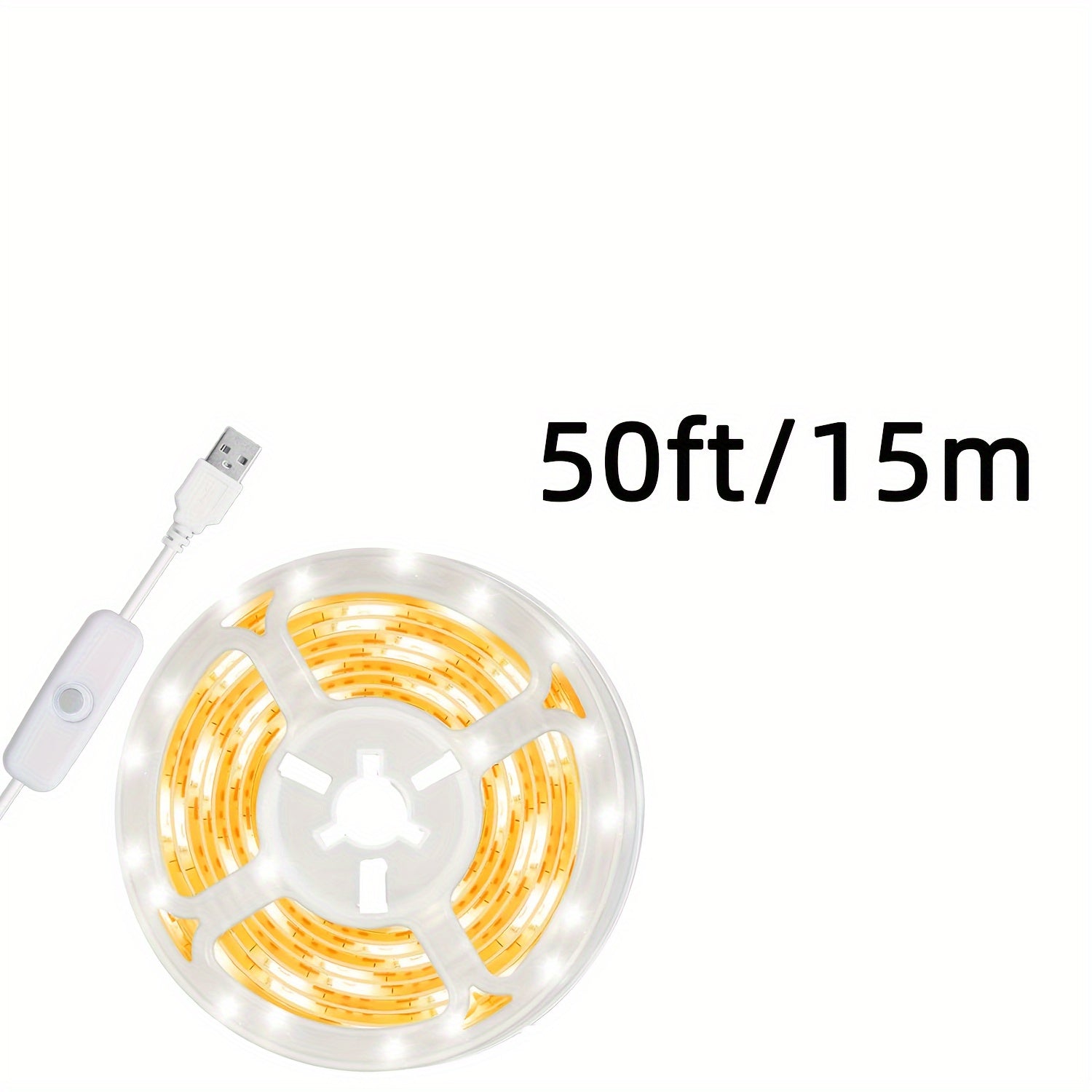 NBBUFF 3ft to 50ft LED light strip, warm/cool dual color optional, convenient USB interface design, touch button to turn on/off, easy to operate and install, suitable for bedroom, mirror, kitchen, TV background wall, desk and ceiling lighting
