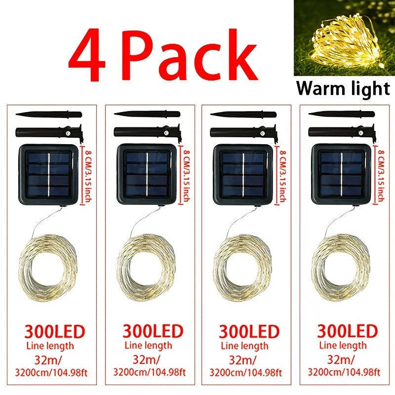 4套50LED×4/100LED×4/200LED×4/300LED×4，派对，婚礼，圣诞装饰，太阳能充电