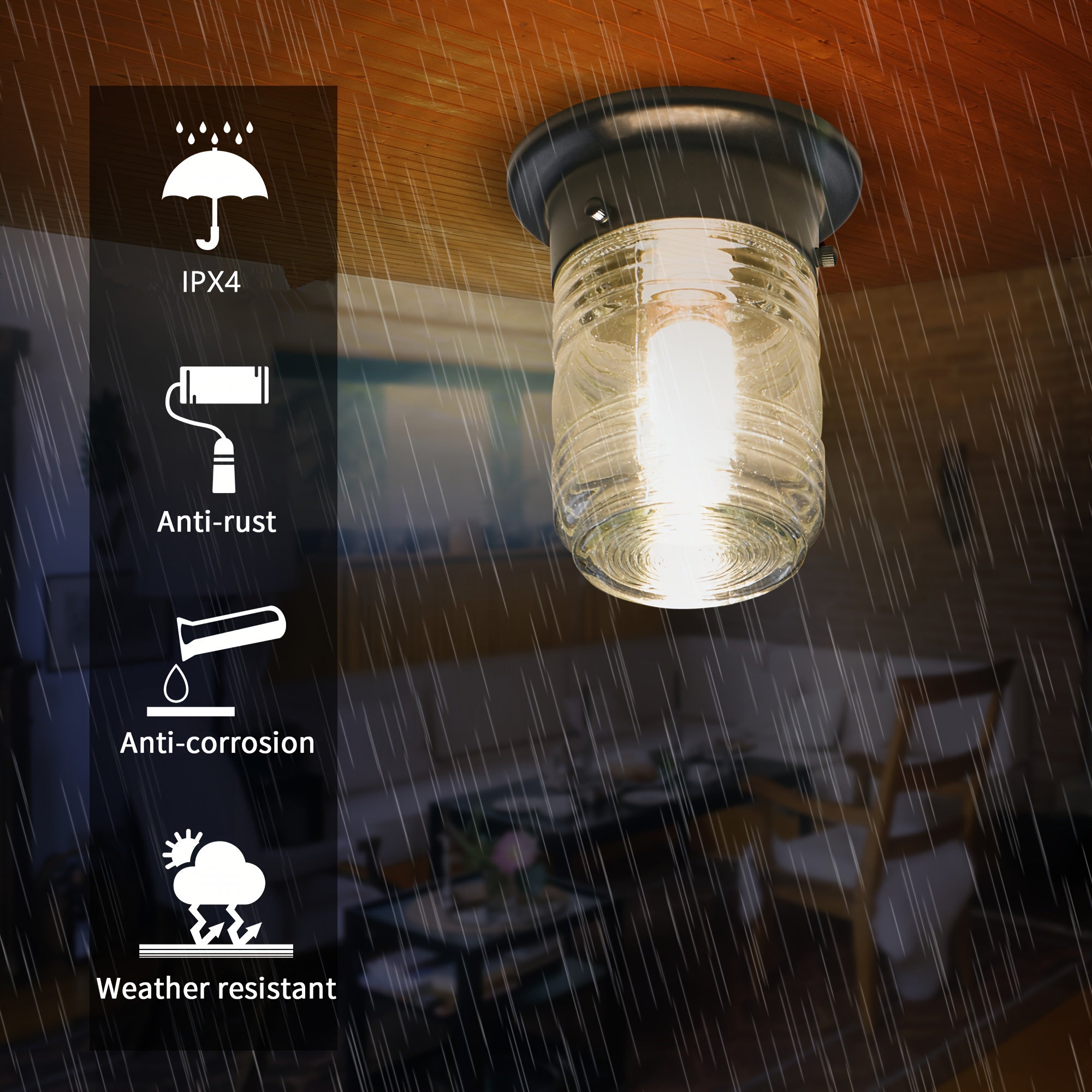 Die-Cast Aluminum Outdoor Wall Light Wall Mount, Anti-Corrosion and Rust-Proof, Modern Matte Black Front Porch Light with Clear Glass (Bulb Not Included)