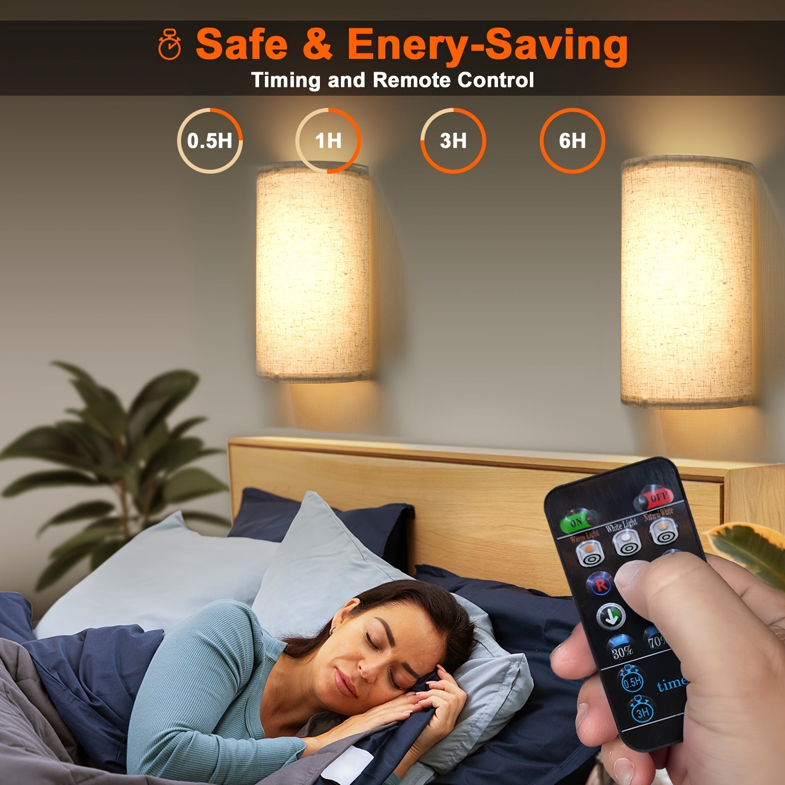 2-Pack 4400mAh Rechargeable Indoor Lampshade Wireless Wall Light, with USB Charging Cable and Remote Control, Dimmable, Timer Function, 3 Color Temperatures and 16 RGB Dynamic Modes, Suitable for Bedroom, Study