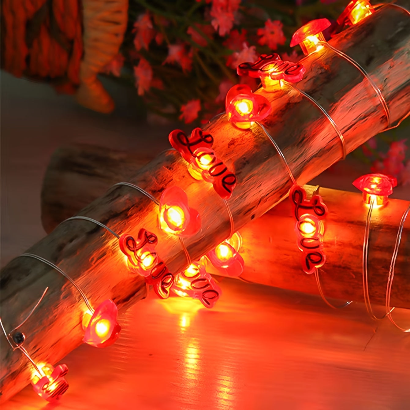 Luminarias 情人節愛心玫瑰造型室內裝飾LED銅線燈串