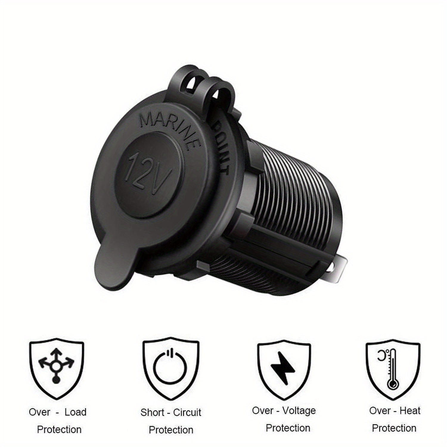 12V Power Adapter Socket for Car, Boat and Motorcycle, with Cigarette Lighter Splitter and Extra Features, Battery Not Included