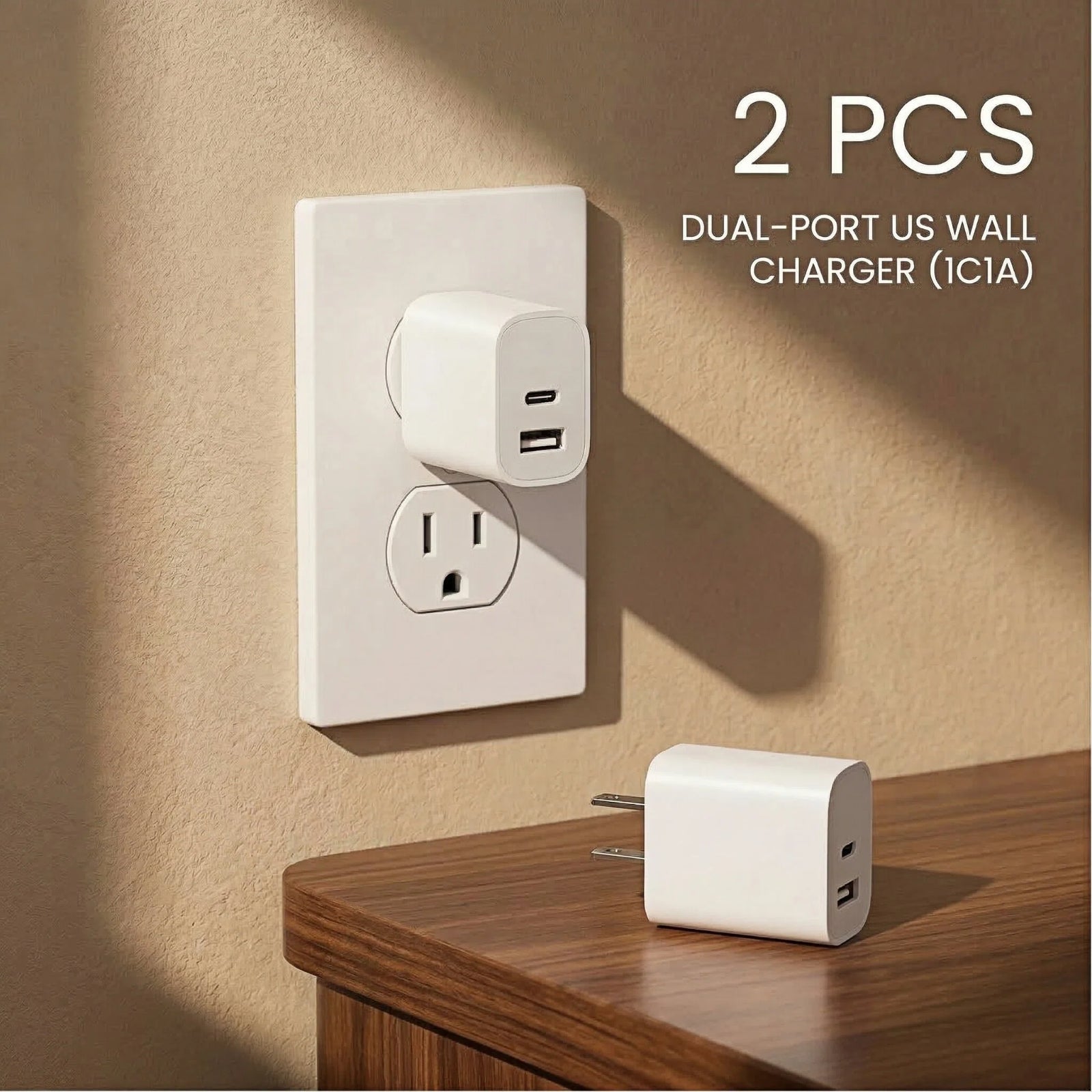 Power Adapter 2pcs Charger Dual-Port Safe Charging White USB Charging Head Type-A + Type-C Compatible with Most Phones 10W Suitable for Older Model Devices Value Pack Ideal for Daily Household Use Multiple Pack Options Available