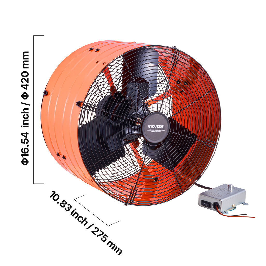 VEVOR 15"/16" Gable Mount Fan, 1300 CFM / 2940 CFM, Adjustable Thermostat Roof Exhaust Fan