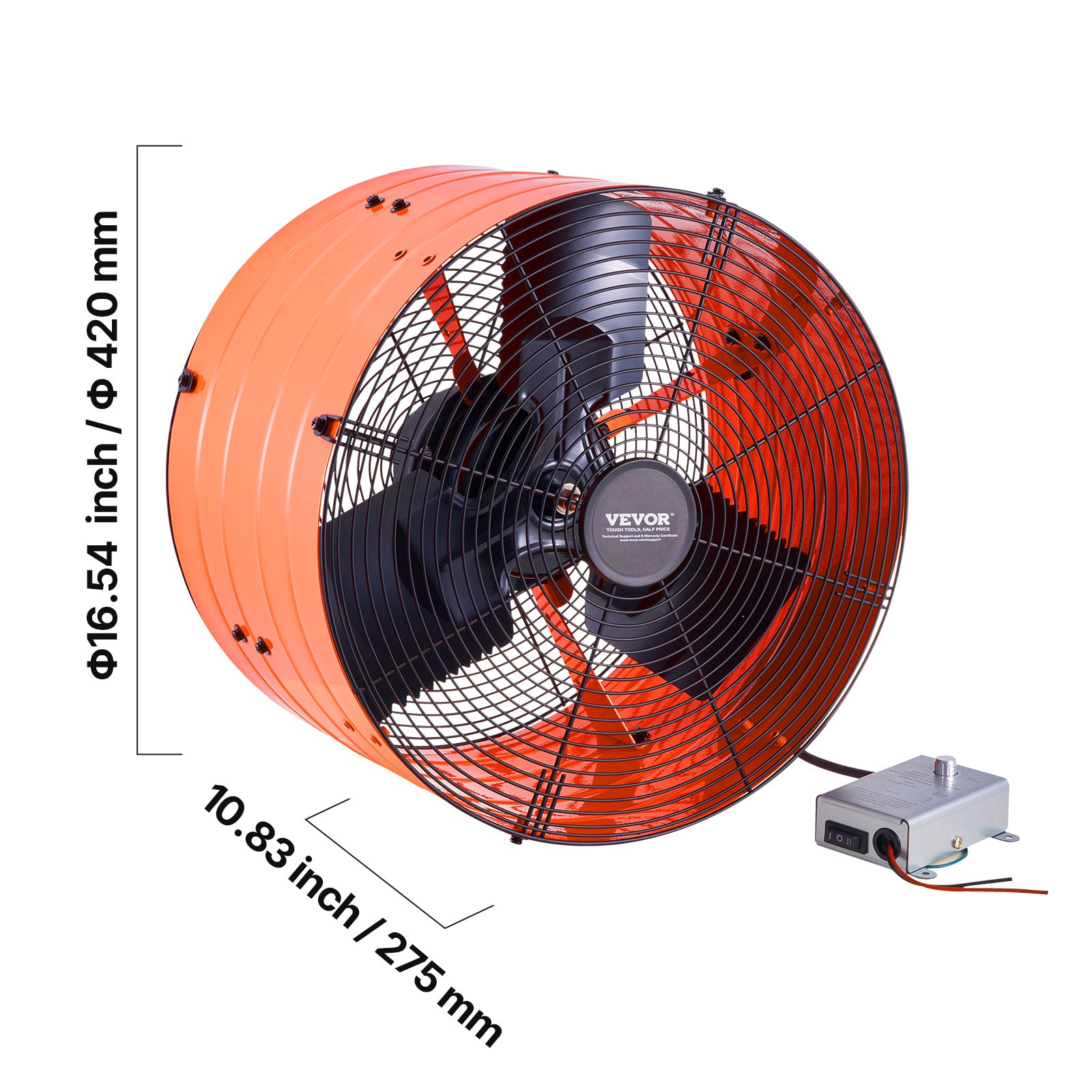 VEVOR 15"/16" Gable Mount Fan, 1300 CFM / 2940 CFM, Adjustable Thermostat Roof Exhaust Fan