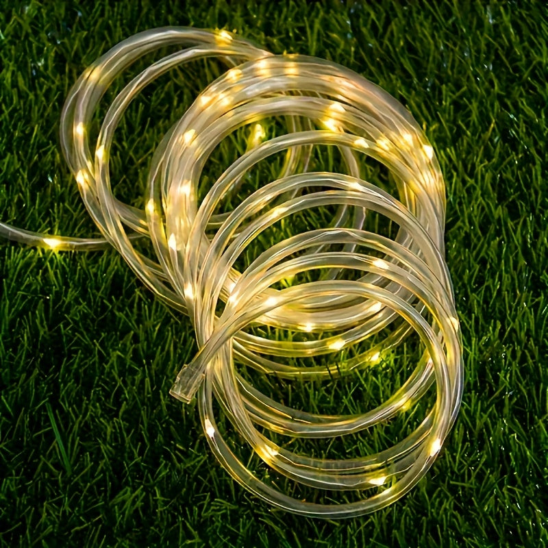Solar LED tube light, 8 modes optional - 50/100/200/300 LED beads, new spring design, compatible with flexible wiring, specially designed for garden, wedding, Christmas decoration, supports solar charging