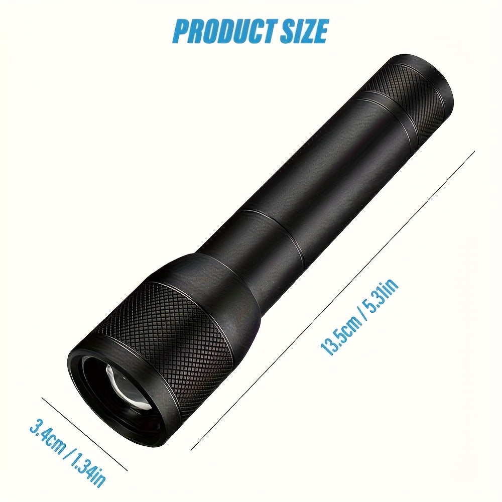 2PCS Handheld Portable Aluminum Alloy LED Flashlight, USB Rechargeable Outdoor Searchlight, Telescopic Zoom Camping Light, Suitable for Camping, Outdoor, Hiking and Work