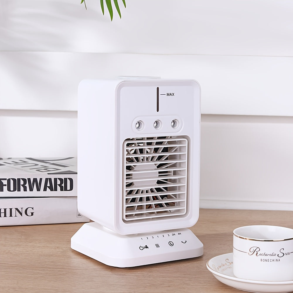 Mini Desktop Fan Spray Humidifying Oscillating Fan, USB Plug-in Touch Control Small Fan, 3 Speed Levels with Timing Function