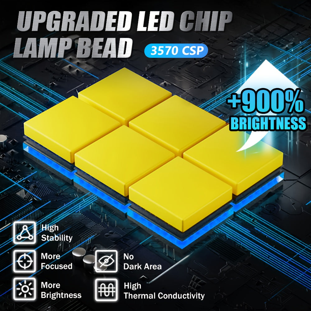 2-Pack H7 LED Bulbs 9005/HB3 9006/HB4 CANBUS Headlight Bulbs 210W Power Dual-Side CSP Chip 6500K Super White Light + 900% Brightness Increase 60,000 Hours Lifespan 12V/24V Universal