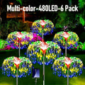 6个装 480LED，4个装 320/240LED，1个装 - 60LED 户外太阳能烟花灯，户外照明草坪灯，花园灯，8种闪烁灯光模式童话灯，适用于庭院、小路、甲板景观照明（多色，暖白）