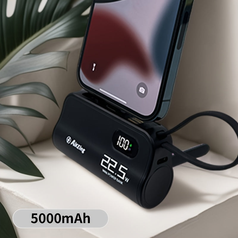 Aikeing Capsule Mini Portable Charger, 5000Mah Power Bank, 22.5 Watt Quick Charge, Dual Ports Including Type-C for Android Phones 16/15 And Other Digital Gadgets