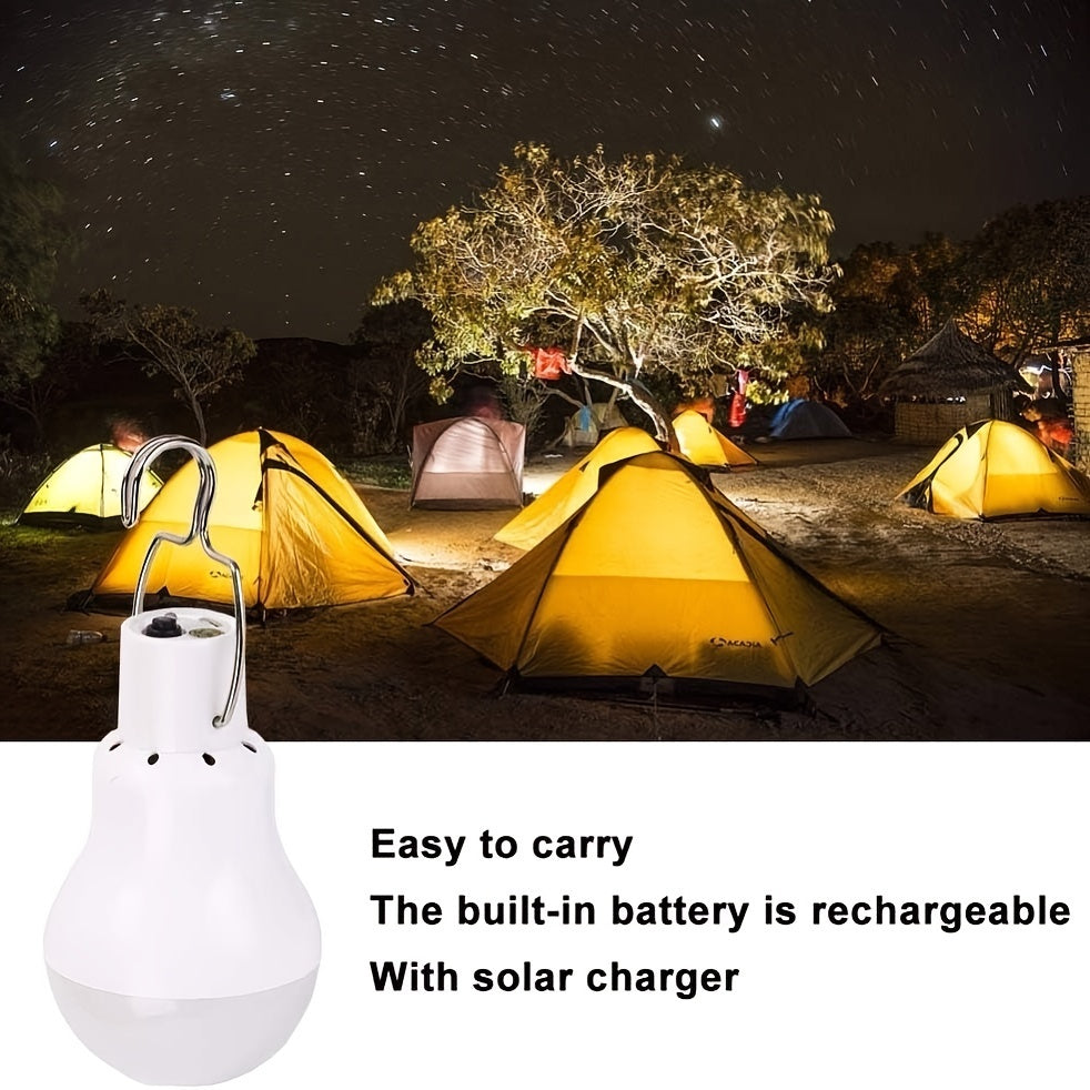 Solar LED outdoor bulb with solar panel - rechargeable energy-saving hanging garden and camping light