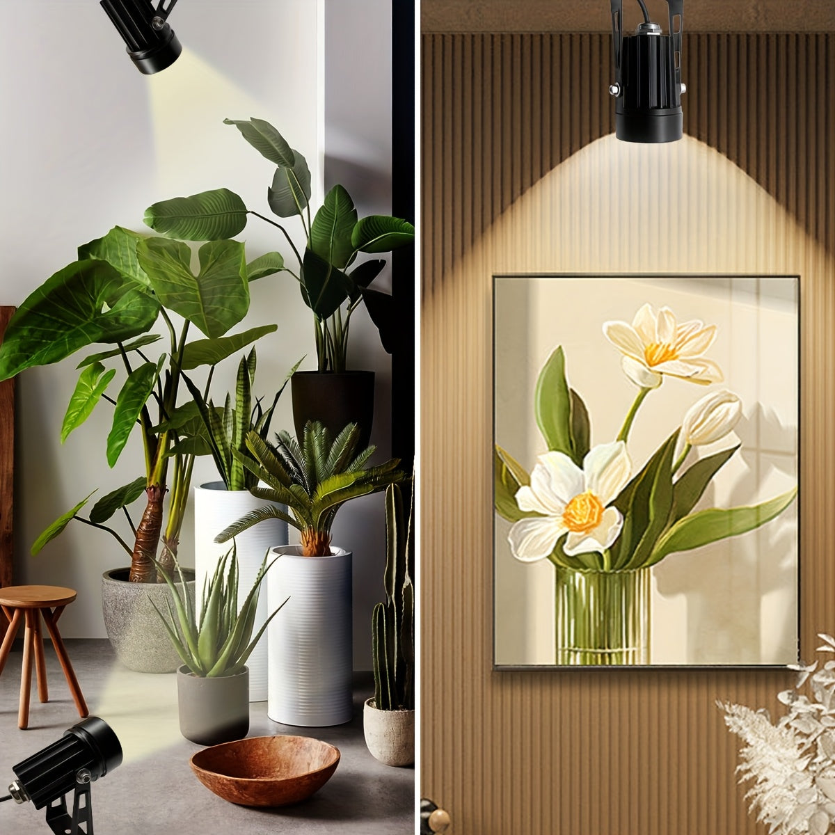 2-pack LED energy-saving spotlight, USB 3-color indoor spot light, plant and painting display light, adjustable angle, 10-step dimming, for living room, bedroom, cabinet plant lighting decoration