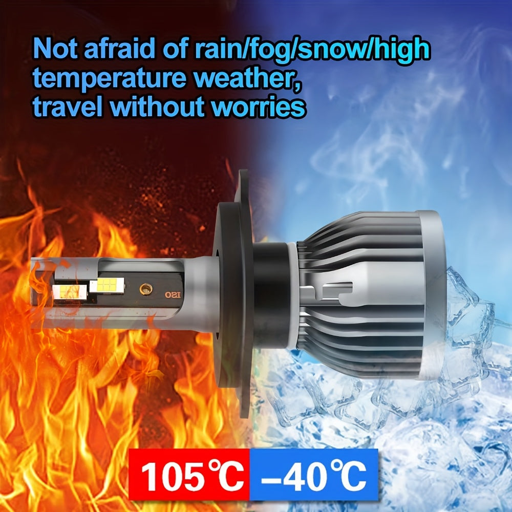 2-Pack ROADSUN LED Car Headlights, 35000 Lumens, 6000K White Light, High/Low Beam, 500% Brightness, CSP Chip, Aluminum Alloy Housing, 12-24V, No Battery Needed, Compatible with H4 H1 H3 H7 H11 9005 9012 H13 9004
