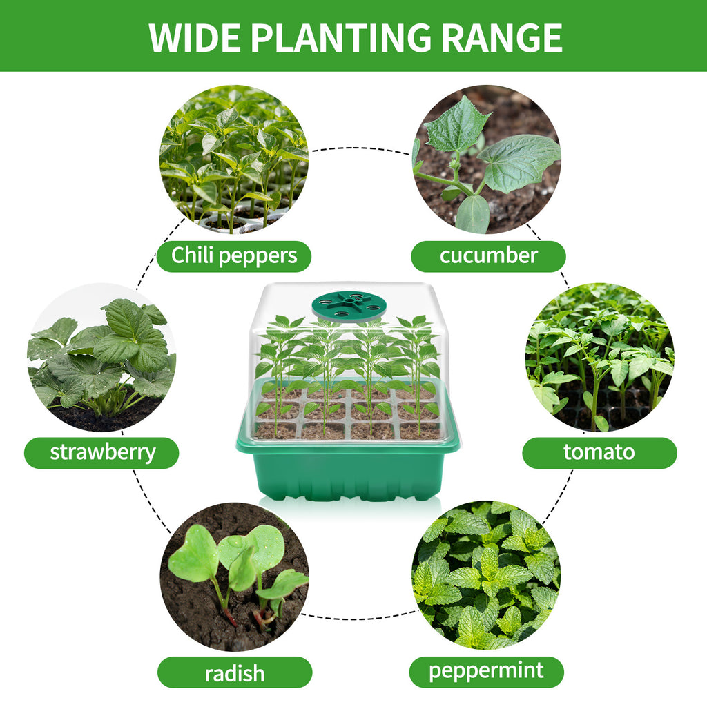 Seedling Tray with Grow Light, Drainage Holes Design, USB Powered LED Plant Grow Light, Ideal for Indoor Seedlings Flowers Greenhouse Plant Tray