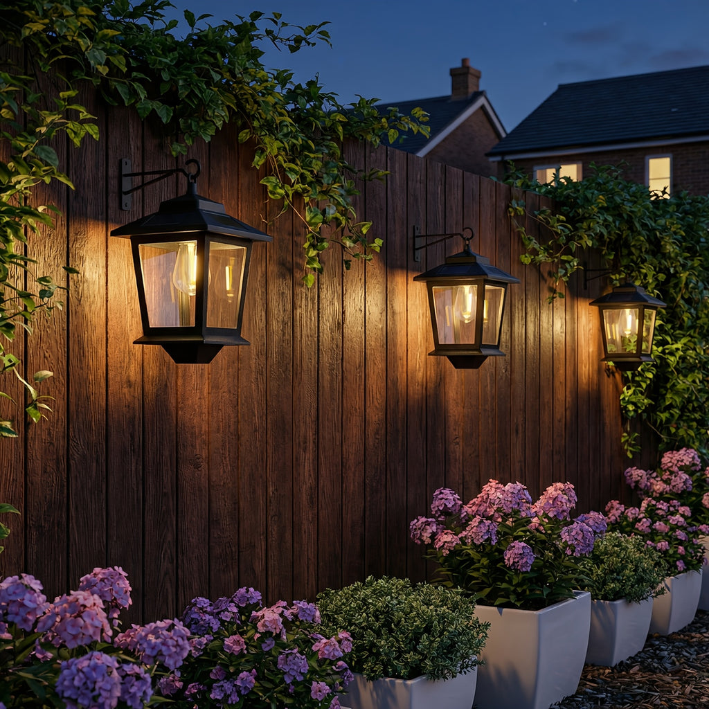 2 Pack Solar Wall Light Set, Designed for Outdoor Use, Equipped with 4 Solar Panels, LED Light Runs from Dusk to Dawn, Rustproof and Waterproof, Hooks Included
