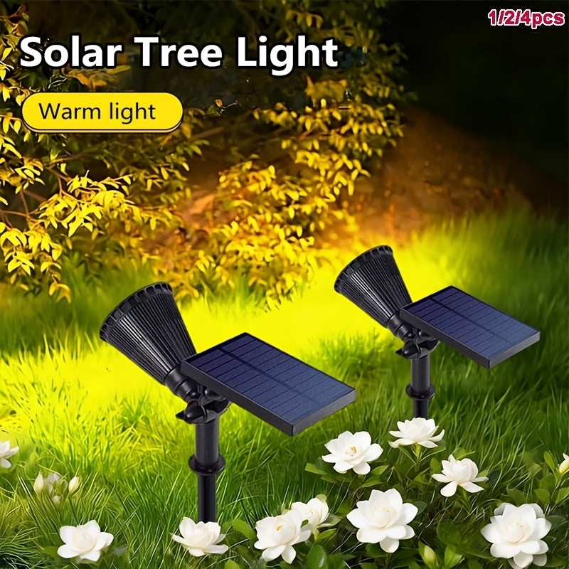 Outdoor Solar Spotlight Set, Available in 1/2/4 Packs, Landscape Light, Equipped with 18 LEDs, IP44 Waterproof Rating, Smart Light Sensor Function, Perfect for Outdoor Decoration in Courtyards, Gardens, Lawns, Walkways and Furniture Design