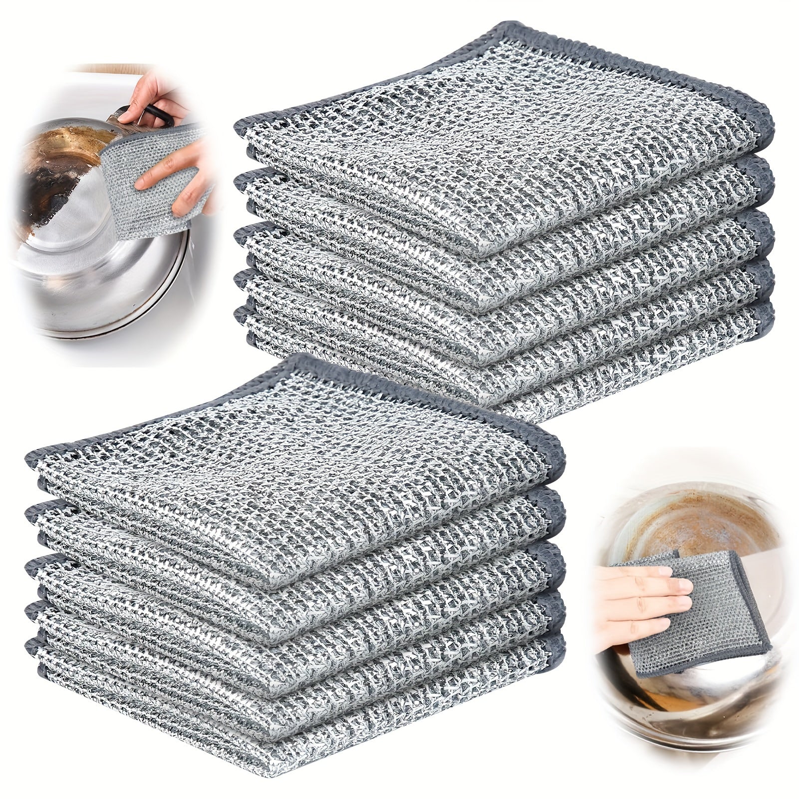 3/5/7Pcs Steel Wire Mesh Dishcloth, Metal Scouring Pad, Steel Wool Alternative, Household Cleaning Cloth, Oil-proof Mesh Rag, Kitchen Stove and Cookware Cleaning Tool, Essential Kitchen Supplies