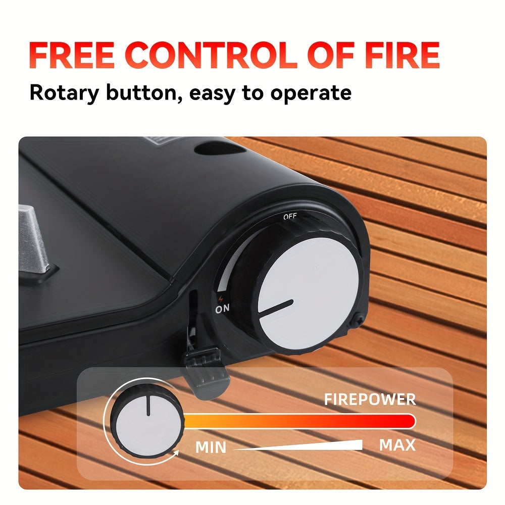 REDSUN F8 Outdoor Portable Butane Gas Stove 3.0kW – Ultra-Slim Design, Blue Flame Burner with Upgraded Ceramic Fire Cover, High Temperature Resistant, Overpressure Protection