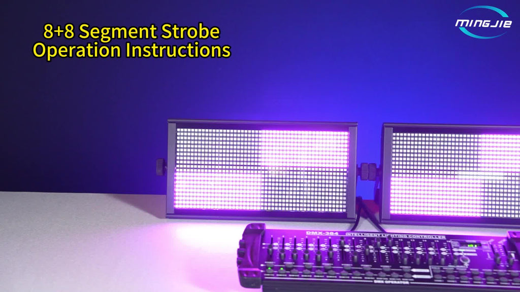 Professional LED stage lighting - 8-channel DMX512 strobe, chase light, with 8-level speed and color-changing effects, 960 pieces 5050 LED beads, 200W, universal voltage 110-240V, suitable for DJs, theaters, concerts