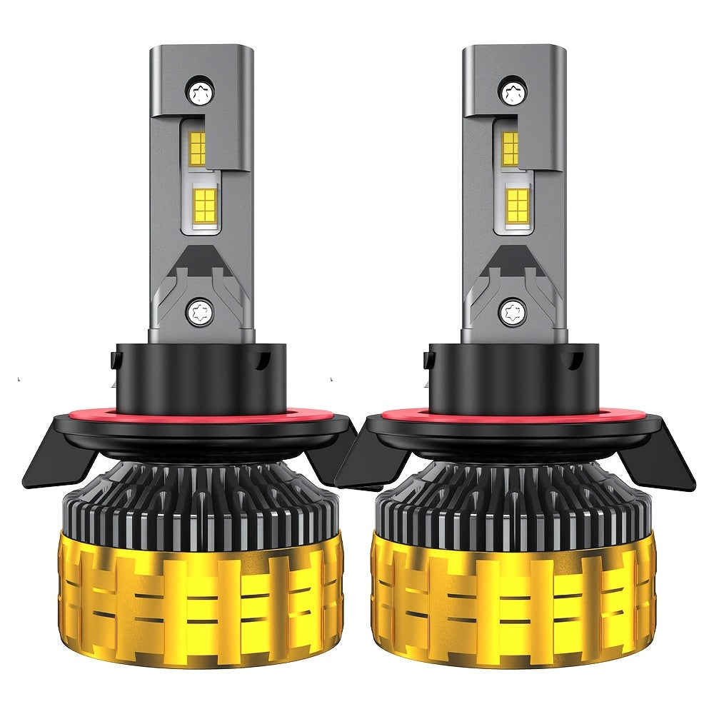 2个装 H4 H7 H11 LED 汽车大灯 H1 H9 9005 HB3 9006 HB4 9012 Hir2 9007 HB5 9008 H13 远近光灯泡 6000K 白色 800% 增亮，带外置驱动 Canbus 插件即用，无需电池