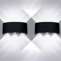 2 Pack LED Outdoor Wall Light Modern Aluminum Wall Lamp Up Down Light, Black Outdoor Fixture for Porch Garden Decoration (Warm/White Light)