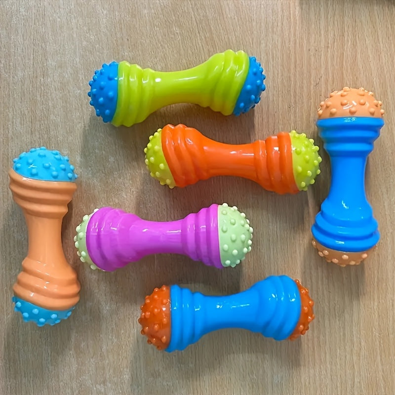互动吱吱响的哑铃狗玩具 - 耐咬TPR材质，适合小型犬，促进玩耍与运动