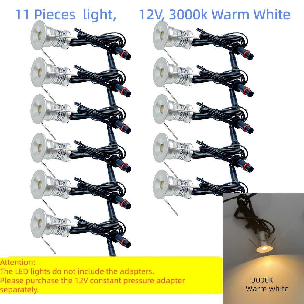 6个/11个 低压 12V 迷你地下灯，LED楼梯地面景观灯，1W楼梯甲板灯，12V花园灯，IP65户外15mm埋地LED灯，庭院、小路、露台装饰射灯